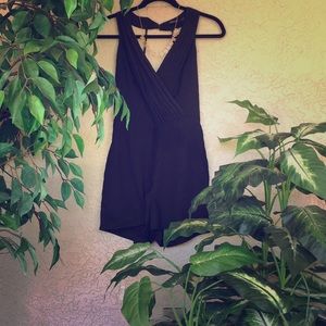 Black sexy backless romper